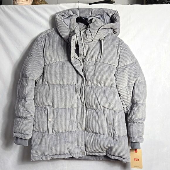 NWT.. LEVI'S.. gray, puffer, courderoy jacket.. - Picture 2 of 16